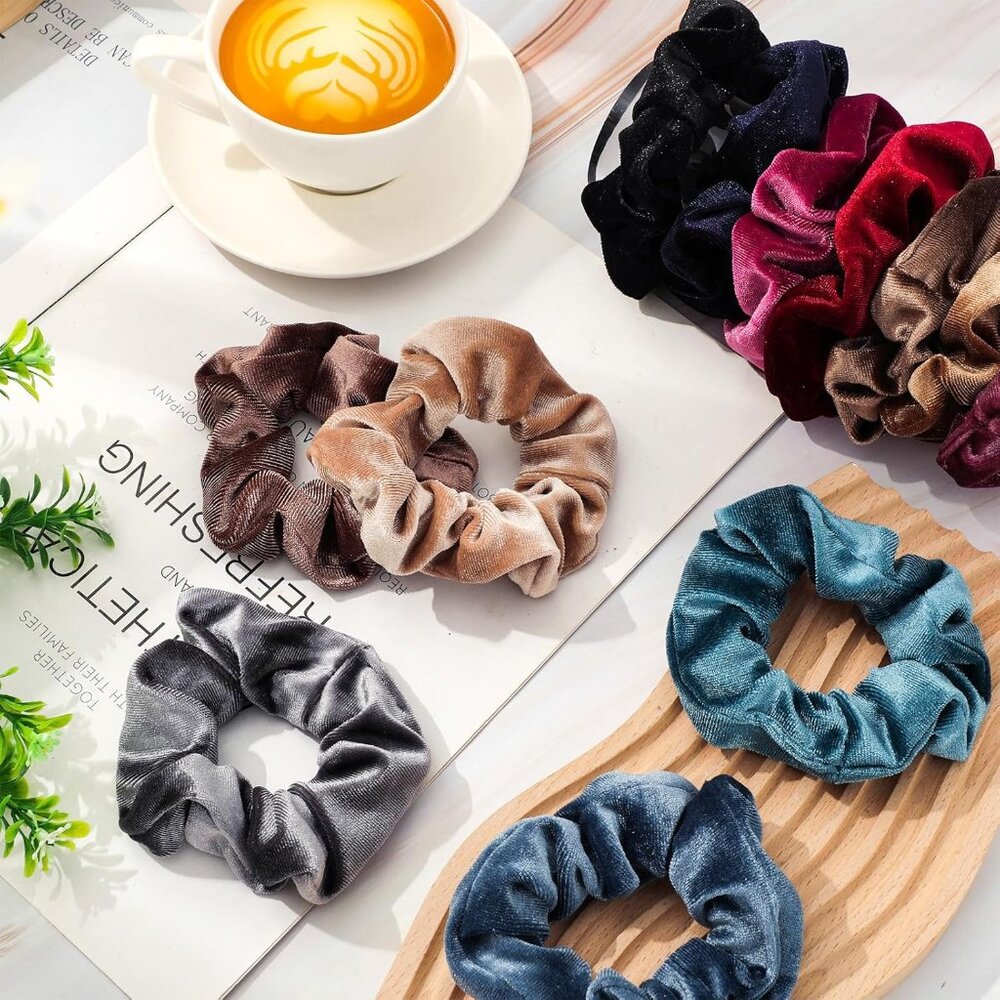 12 Pack Hair Scrunchies Premium Velvet Scrunchy Elastic Hair Bands for Girls, Wo - Picture 7 of 7